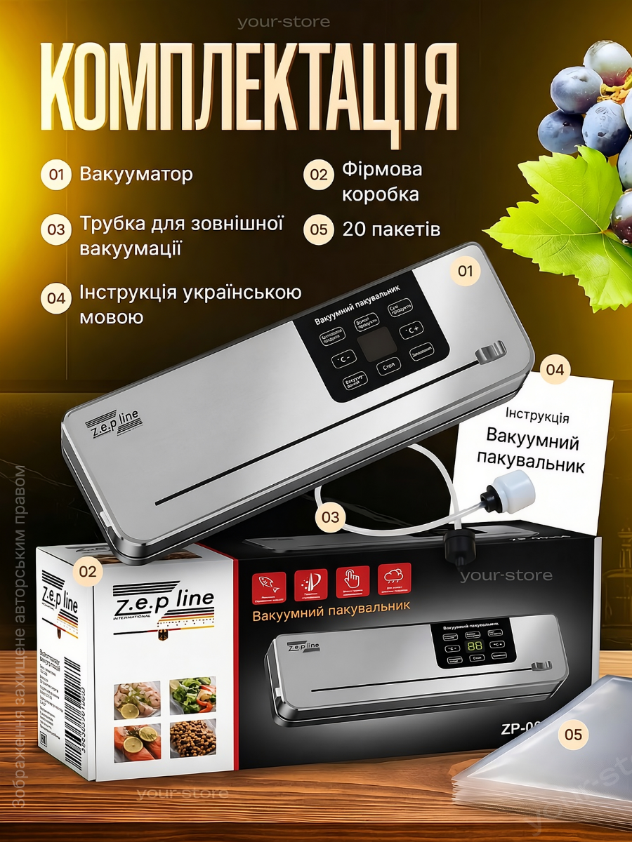 Характеристики вакууматора